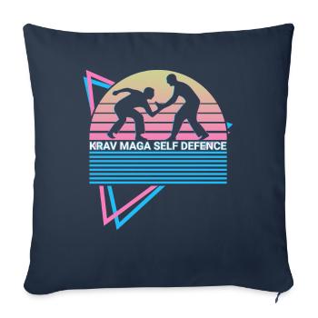 Krav Maga Rétro - Housse de coussin décorative 45 x 45 cm - bleu marine - Devant