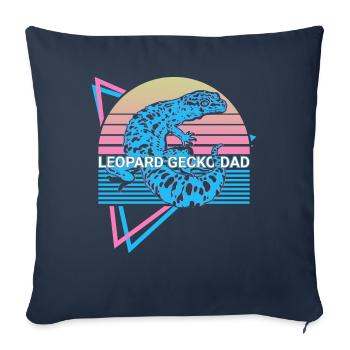 Gecko léopard Papa Rétro - Housse de coussin décorative 45 x 45 cm - bleu marine - Devant