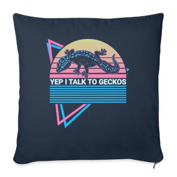 Gecko léopard Rétro - Housse de coussin décorative 45 x 45 cm - bleu marine - Devant