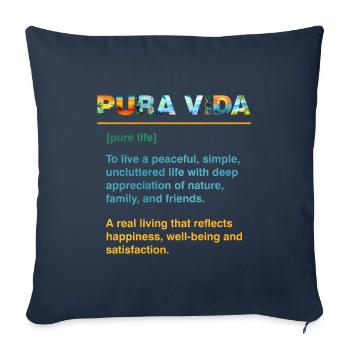 Pura Vida Définition Sagesse Amérique centrale - Housse de coussin décorative 45 x 45 cm - bleu marine - Devant