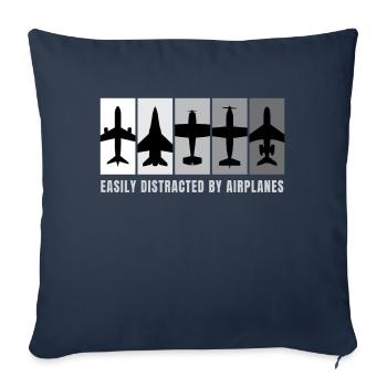 Facilement distrait par les avions Avion - Housse de coussin décorative 45 x 45 cm - bleu marine - Devant