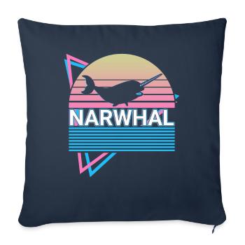 Narwhal Retro - Sofa pillowcase 17,3'' x 17,3'' (45 x 45 cm) - navy - Front