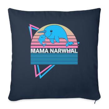 Narwhal Mama Retro - Sofa pillowcase 17,3'' x 17,3'' (45 x 45 cm) - navy - Front