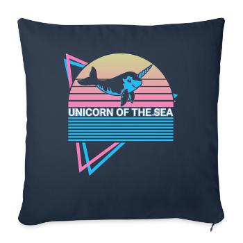 Narwhal Retro - Sofa pillowcase 17,3'' x 17,3'' (45 x 45 cm) - navy - Front