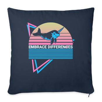 Narwhal Retro - Sofa pillowcase 17,3'' x 17,3'' (45 x 45 cm) - navy - Front