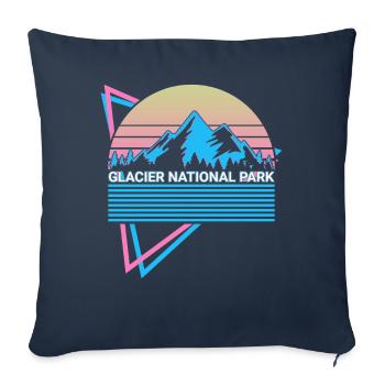 Parc national Glacier Rétro - Housse de coussin décorative 45 x 45 cm - bleu marine - Devant