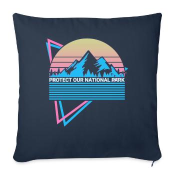 Parc national Rétro - Housse de coussin décorative 45 x 45 cm - bleu marine - Devant