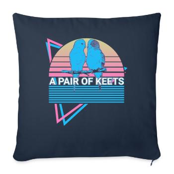 Perruche Perruche Rétro - Housse de coussin décorative 45 x 45 cm - bleu marine - Devant