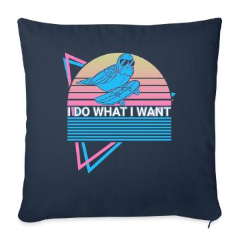 Perruche Perruche Rétro - Housse de coussin décorative 45 x 45 cm - bleu marine - Devant