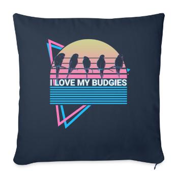 Budgie Parakeet Retro - Sofa pillowcase 17,3'' x 17,3'' (45 x 45 cm) - navy - Front