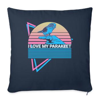 Budgie Parakeet Retro - Sofa pillowcase 17,3'' x 17,3'' (45 x 45 cm) - navy - Front