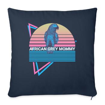Afrikanische Grau Mama Papagei Retro - Sofakissenbezug 45 x 45 cm - Navy - Vorne