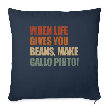 Gallo Pinto Life donne des haricots aux plats du Costa Rica - Housse de coussin décorative 45 x 45 cm - bleu marine - Devant