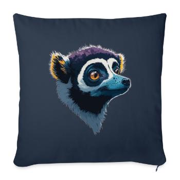 Lémurien - Housse de coussin décorative 45 x 45 cm - bleu marine - Devant