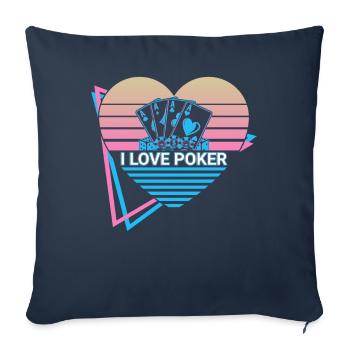 I love poker retro - Sofa pillowcase 17,3'' x 17,3'' (45 x 45 cm) - navy - Front