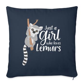 Lémurien - Housse de coussin décorative 45 x 45 cm - bleu marine - Devant