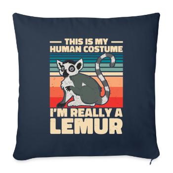 Lémurien - Housse de coussin décorative 45 x 45 cm - bleu marine - Devant