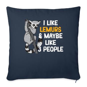 Lémurien - Housse de coussin décorative 45 x 45 cm - bleu marine - Devant