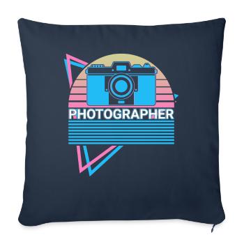 Caméra Photographie Rétro - Housse de coussin décorative 45 x 45 cm - bleu marine - Devant