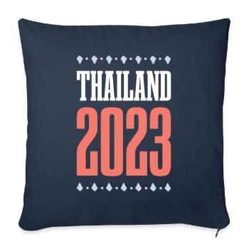 Thaïlande 2023 - Housse de coussin décorative 45 x 45 cm - bleu marine - Devant