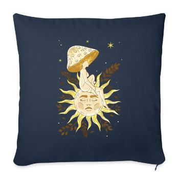 Whimsigoth Cottagecore Mushroom Girl Sun Witchy - Sofakissenbezug 45 x 45 cm - Navy - Vorne