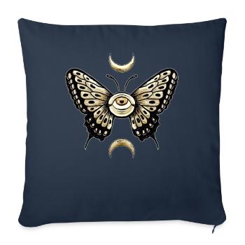 Weirdcore Aesthetic Eyeball Butterly Moon Phase - Sofakissenbezug 45 x 45 cm - Navy - Vorne