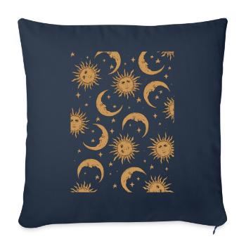 Whimsigoth Witchy Himmlische Sonne Mond Stern Must - Sofakissenbezug 45 x 45 cm - Navy - Vorne