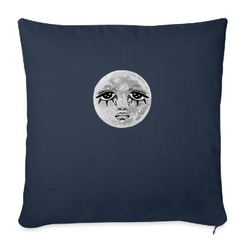 Whimsigoth Celestial Soft Grunge Sad White Moon - Sofakissenbezug 45 x 45 cm - Navy - Vorne