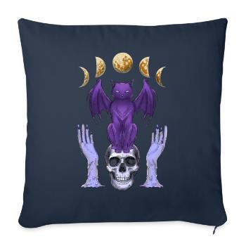 Pastel Goth Cat Skull Bougies Phases de Lune - Housse de coussin décorative 45 x 45 cm - bleu marine - Devant