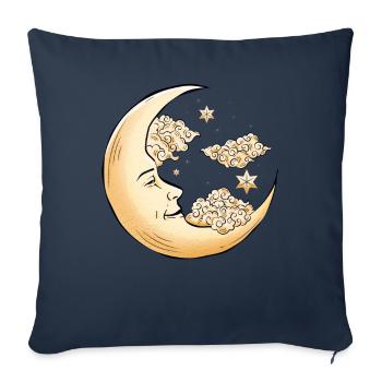 Esthétique hippie Croissant céleste Bohème - Housse de coussin décorative 45 x 45 cm - bleu marine - Devant