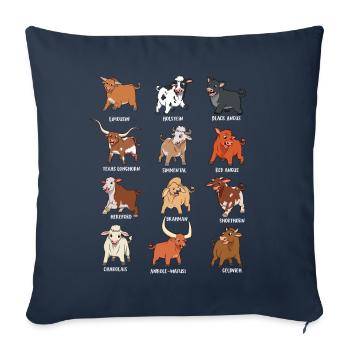 Verschiedene Kawaii Kühe - Sofakissenbezug 45 x 45 cm - Navy - Vorne