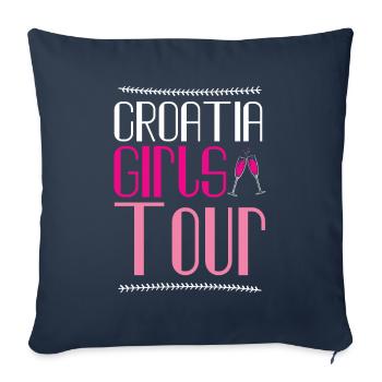 Tournée des filles en Croatie - Housse de coussin décorative 45 x 45 cm - bleu marine - Devant