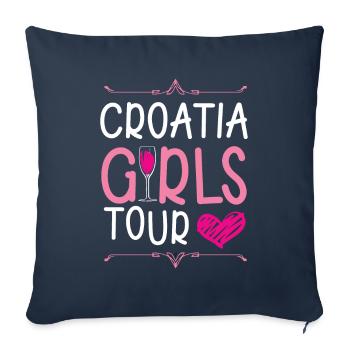 Tournée des filles en Croatie - Housse de coussin décorative 45 x 45 cm - bleu marine - Devant