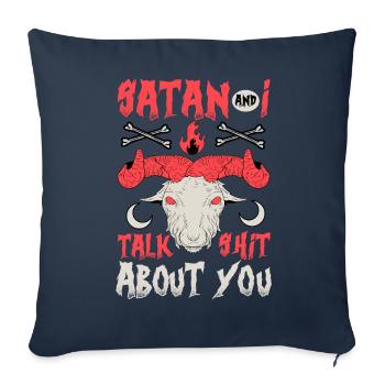 Drôle de satanisme satanique - Housse de coussin décorative 45 x 45 cm - bleu marine - Devant