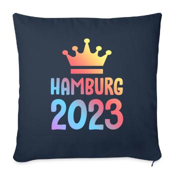 Hambourg 2023 Krone - Housse de coussin décorative 45 x 45 cm - bleu marine - Devant