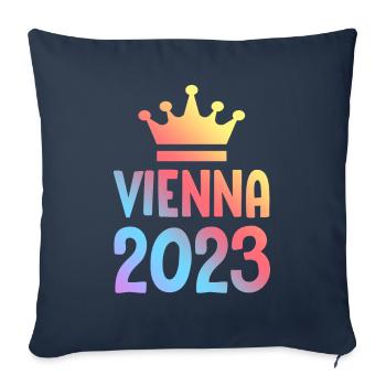 Vienne 2023 Wien Krone - Housse de coussin décorative 45 x 45 cm - bleu marine - Devant