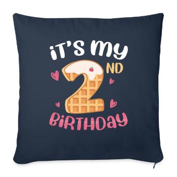 C’est ma gaufre de 2e anniversaire - Housse de coussin décorative 45 x 45 cm - bleu marine - Devant