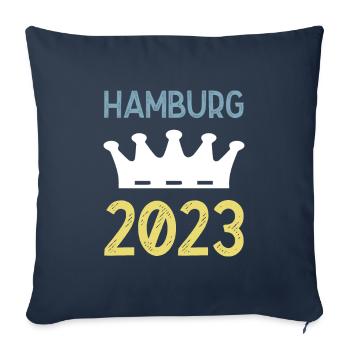 Hambourg 2023 Krone - Housse de coussin décorative 45 x 45 cm - bleu marine - Devant