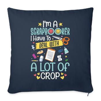 Scrapbooking - Housse de coussin décorative 45 x 45 cm - bleu marine - Devant