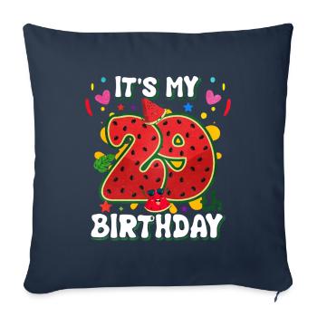 29e anniversaire Cadeau d’été de pastèque - Housse de coussin décorative 45 x 45 cm - bleu marine - Devant
