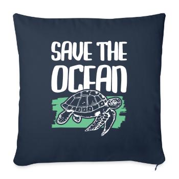 Save the Ocean Turtle - Sofa pillowcase 17,3'' x 17,3'' (45 x 45 cm) - navy - Front