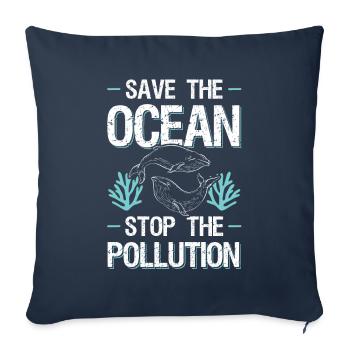 Protection contre l’arrêt Save the Ocean - Housse de coussin décorative 45 x 45 cm - bleu marine - Devant