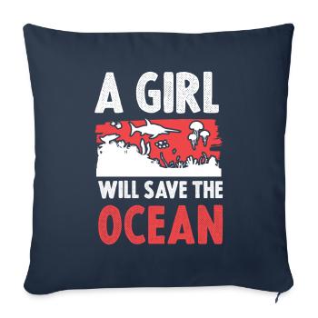 Save the Ocean Girl - Sofa pillowcase 17,3'' x 17,3'' (45 x 45 cm) - navy - Front