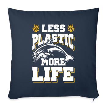 Le plastique sauve l’océan - Housse de coussin décorative 45 x 45 cm - bleu marine - Devant