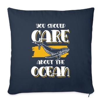 Sauver l’océan Dicton - Housse de coussin décorative 45 x 45 cm - bleu marine - Devant