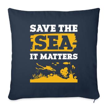 Sauver l’océan Dicton - Housse de coussin décorative 45 x 45 cm - bleu marine - Devant