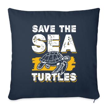 Sauvons la tortue de l’océan - Housse de coussin décorative 45 x 45 cm - bleu marine - Devant