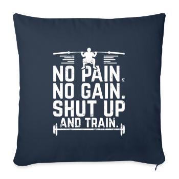 Pas de douleur - pas de gain! - Barbell Haltérophilie Rétro - Housse de coussin décorative 45 x 45 cm - bleu marine - Devant