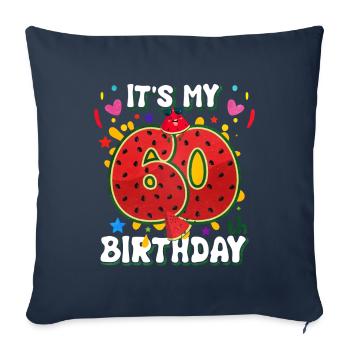 60e anniversaire Pastèque - Housse de coussin décorative 45 x 45 cm - bleu marine - Devant