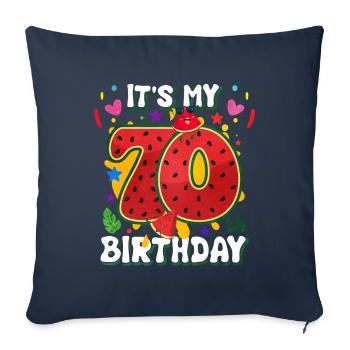 70e anniversaire de la pastèque - Housse de coussin décorative 45 x 45 cm - bleu marine - Devant